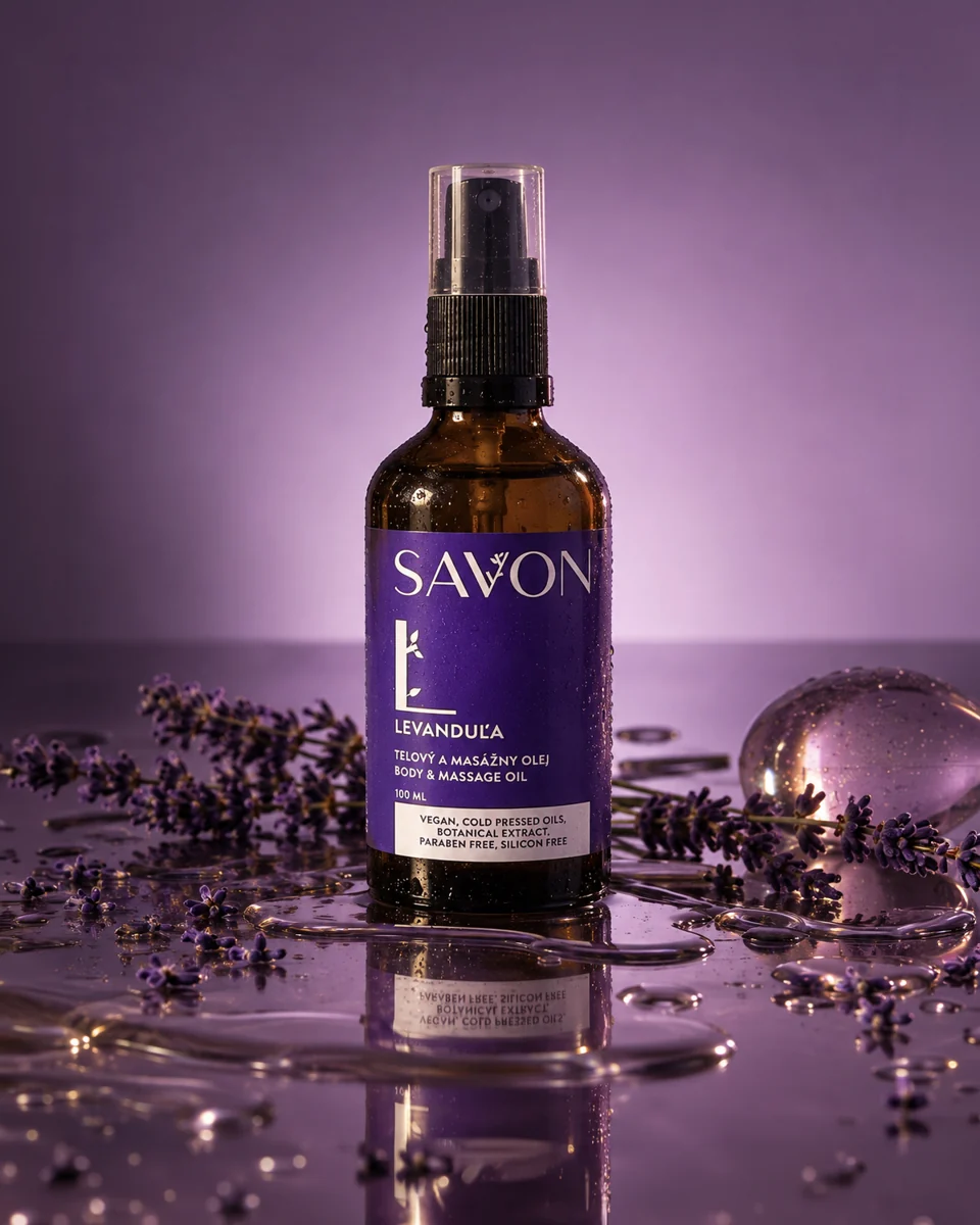 Levanduľový produkt Savon vo fialovej scéne